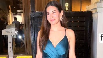 Amyra Dastur in a teal satin jumpsuit looks fab