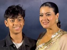 Kajol in a beautiful golden saree spotted with son yug