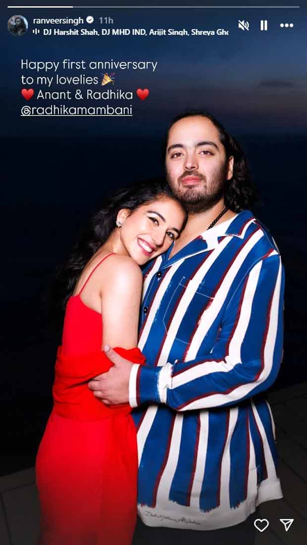 Shah Rukh Khan and Ranveer Singh mark 1st wedding anniversary of Anant Ambani and Radhika Merchant with heartfelt posts; watch