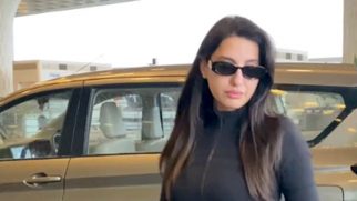 Nora Fatehi in all black at the airport