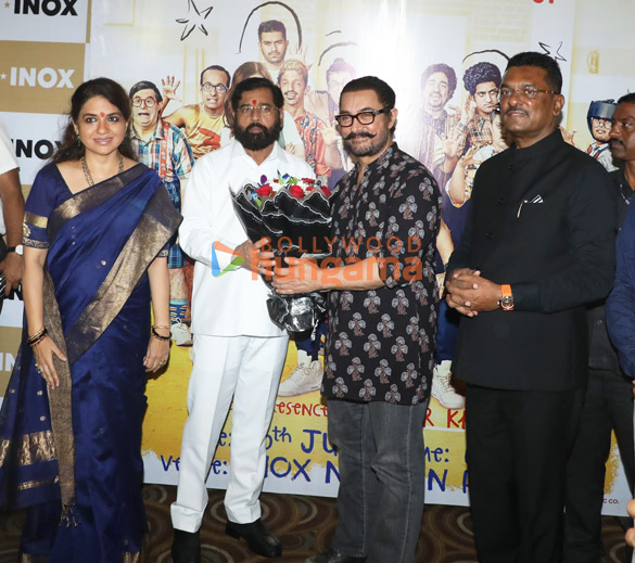 photos aamir khan deputy chief minister eknath shinde shaina nc and other snapped during a special screening of sitaare zameen pa 1