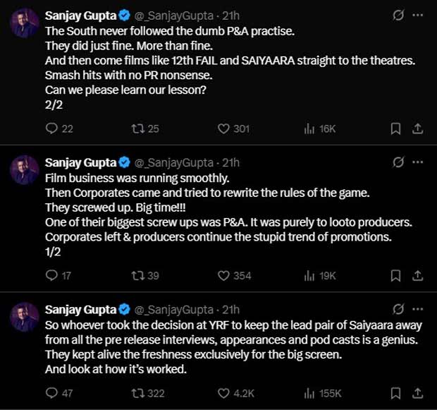Sanjay Gupta praises Saiyaara's minimal promotional strategy: “Can we please learn our lesson?”