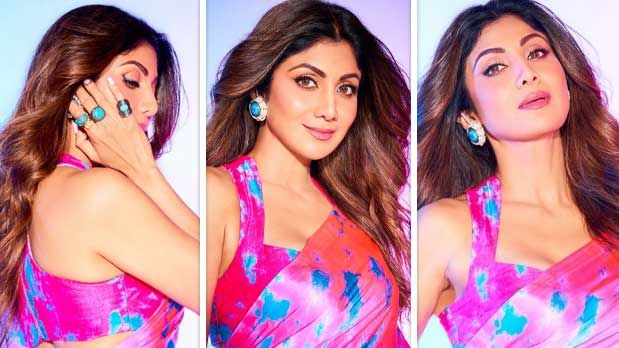 Shilpa Shetty wears Rs 42,000 AG-OG saree featuring tie-dye georgette and sleek racer-back blouse cut for KD – The Devil teaser launch