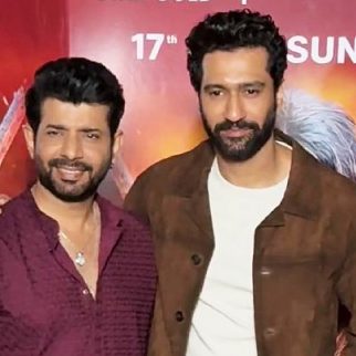 Vicky kaushal pose with Vineet Kumar Singh for Chhaava's world television premiere