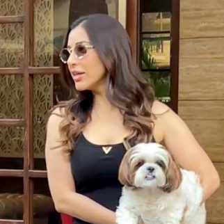 Sophie Choudry spotted with cute doggo waves for media