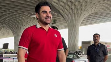 Arbaaz Khan nailing a red t-shirt at the airport