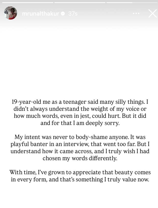 Mrunal Thakur issues heartfelt apology over resurfaced Bipasha Basu comment: “I truly wish I had chosen my words differently”