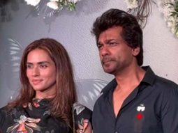 Nikhil Dwivedi with wife pose for media