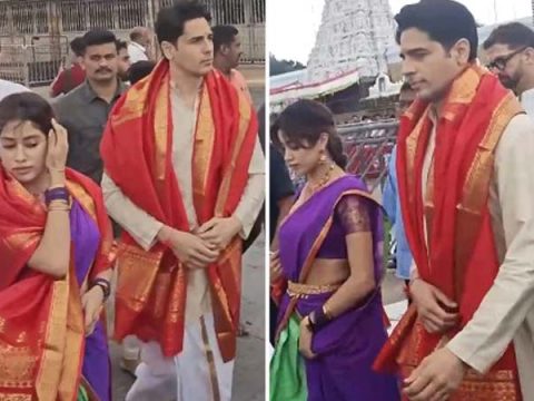 Sidharth Malhotra, Janhvi Kapoor visit Tirumala Tirupati Balaji temple ahead of Param Sundari release