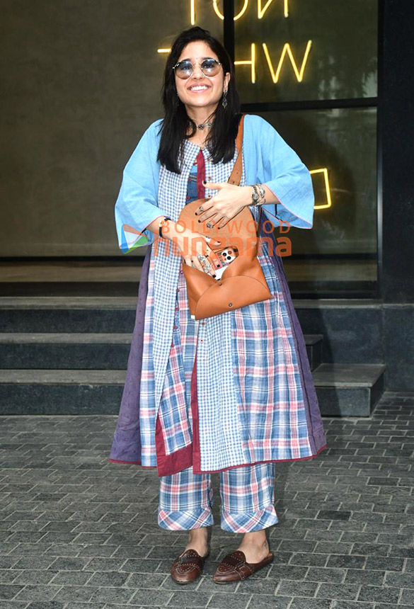 photos rasika dugal shweta tripathi harshita gaur shriya pilgaonkar and others snapped at the muhurat pooja of mirzapur film outside excel office in bandra 6