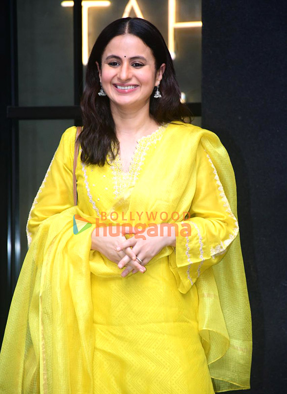 photos rasika dugal shweta tripathi harshita gaur shriya pilgaonkar and others snapped at the muhurat pooja of mirzapur film outside excel office in bandra 9