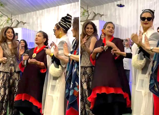 Rekha lights up the dance floor with Madhuri Dixit, Urmila Matondkar and Vidya Balan at Shabana Azmi’s 75th birthday bash; watch