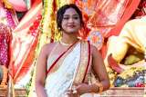 Gargi Kundu looks divine in white saree at Durga Puja