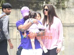 Photos: Bipasha Basu with husband spotted outside play group in Bandra