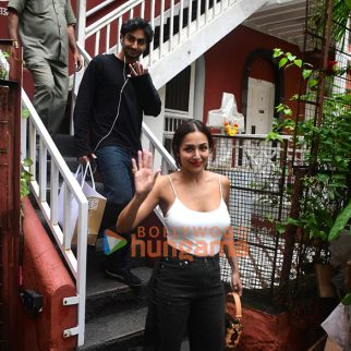 Photos: Malaika Arora with her son Arhaan Khan snapped outside a restaurant in Bandra