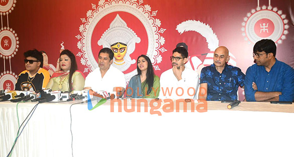 photos tanishaa mukerji ayan mukerji and others snapped at north bombay sarbojanin durga puja 2025 press meet 1