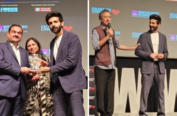 EXCLUSIVE: Kartik Aaryan, Rajkumar Hirani honoured by Gautam Adani at Subhash Ghai’s Whistling Woods International; Hirani hails Adani’s speech: “I would call it the SHOLAY of speeches!”