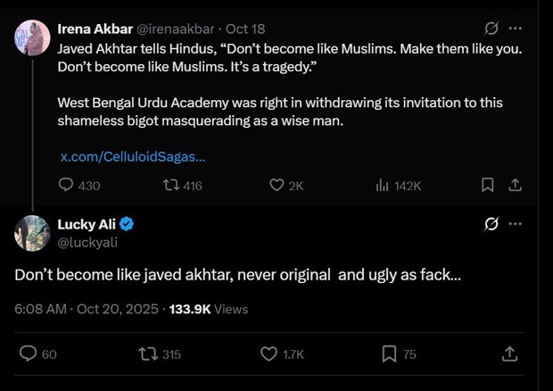 Lucky Ali reacts strongly to Javed Akhtar’s viral ‘don’t be like Muslims’ comment