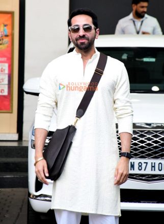 Photos: Ayushmann Khurrana, Rashmika Mandanna and Dinesh Vijan snapped at Kalina airport