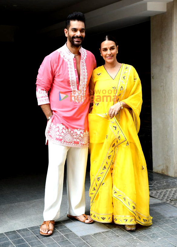 photos neha dhupia and angad bedi snapped at dharma productions office to celebrate diwali 3