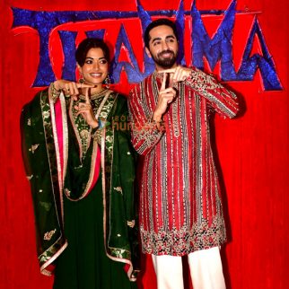 Photos: Rashmika Mandanna, Ayushmann Khurrana and others snapped promoting Thamma in Mumbai
