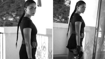 Alia Bhatt’s Lara Croft-inspired Halloween 2025 look features a braided ponytail, holster belt, and monochrome power dressing