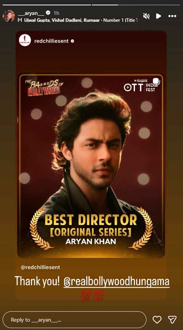 Aryan khan drops gratitude post after winning Best Director for The Ba***ds Of Bollywood at Bollywood Hungama India Entertainment Awards
