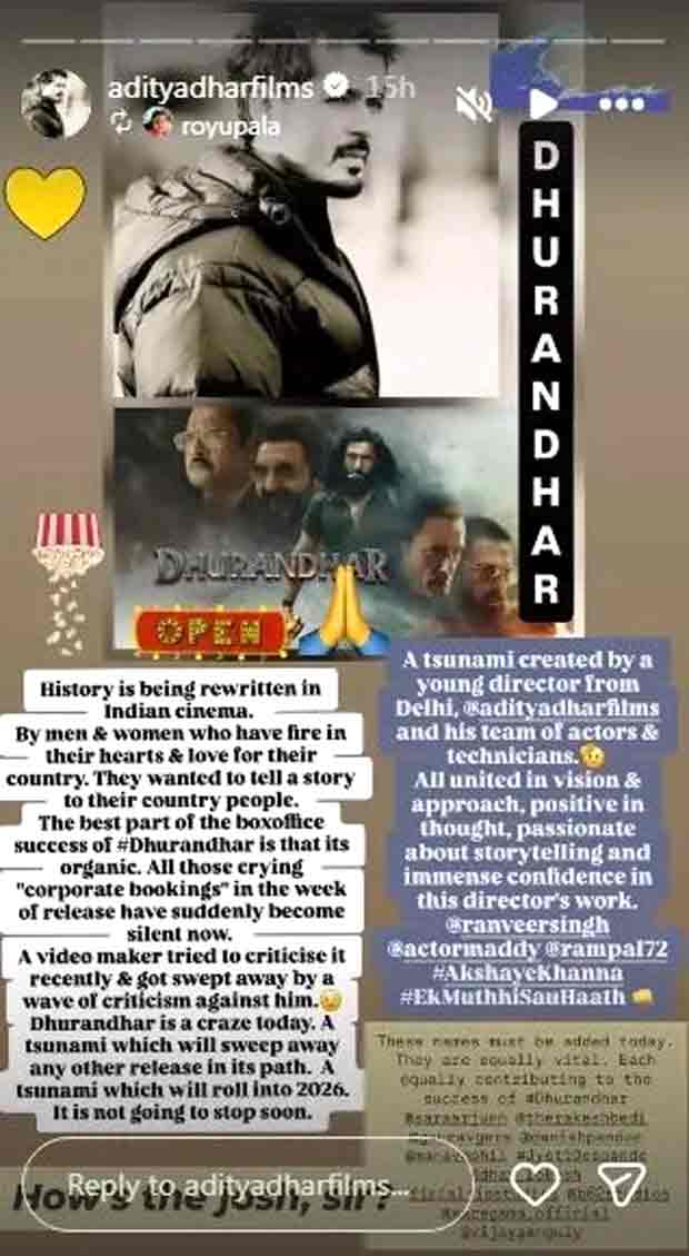 Aditya Dhar shares cryptic response after Dhruv Rathee calls Dhurandhar “well-made propaganda”