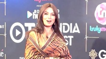Mahima Choudhary in a lepeard print saree at Bollywood Hungama’s OTT India Fest 2025