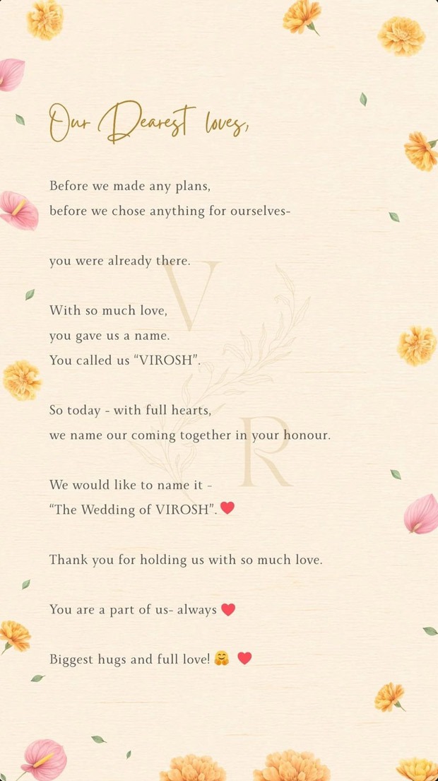 Vijay Deverakonda and Rashmika Mandanna christen their big day ‘The Wedding of VIROSH’; pen heartfelt note for fans