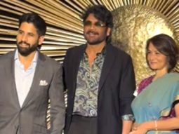 Nagarjuna pose with son Naga Chaitanya