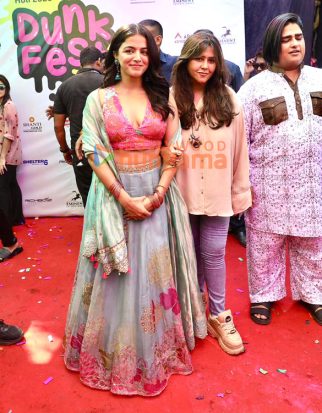 Photos: Ektaa R Kapoor and Wamiqa Gabbi snapped promoting Bhooth Bangla at Holi bash