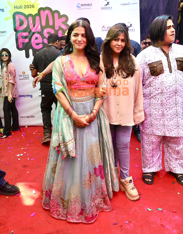 photos ektaa r kapoor and wamiqa gabbi snapped promoting bhooth bangla at holi bash 4