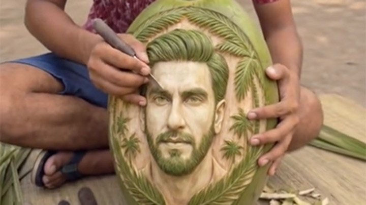Ranveer Singh’s coconut sculpture art