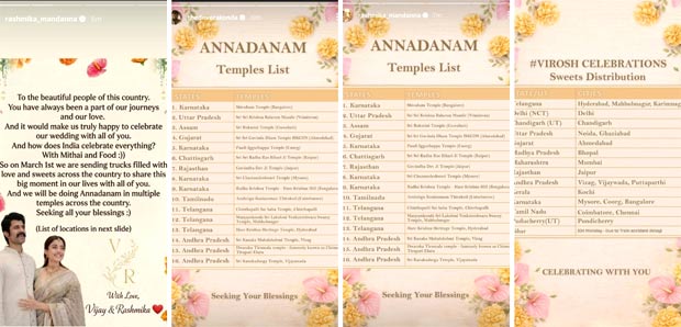 Rashmika Mandanna, Vijay Deverakonda host Annadanam at 16 temples across India after ViRosh wedding: "It would make us truly happy"