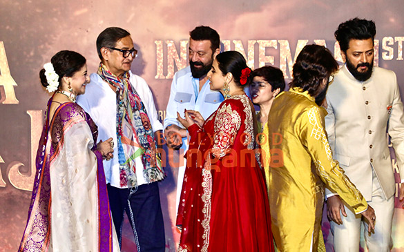 photos riteish deshmukh genelia deshmukh sanjay dutt abhishek bachchan vidya balan and others grace the trailer launch of raja shivaji 3