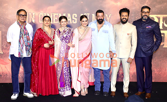 photos riteish deshmukh genelia deshmukh sanjay dutt abhishek bachchan vidya balan and others grace the trailer launch of raja shivaji 5
