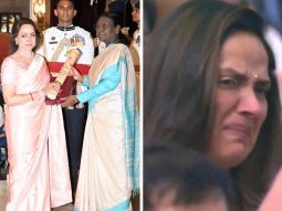 Late actor Dharmendra felicitated with Padma Vibhushan; Hema Malini gets teary-eyed while Ahana Deol breaks down