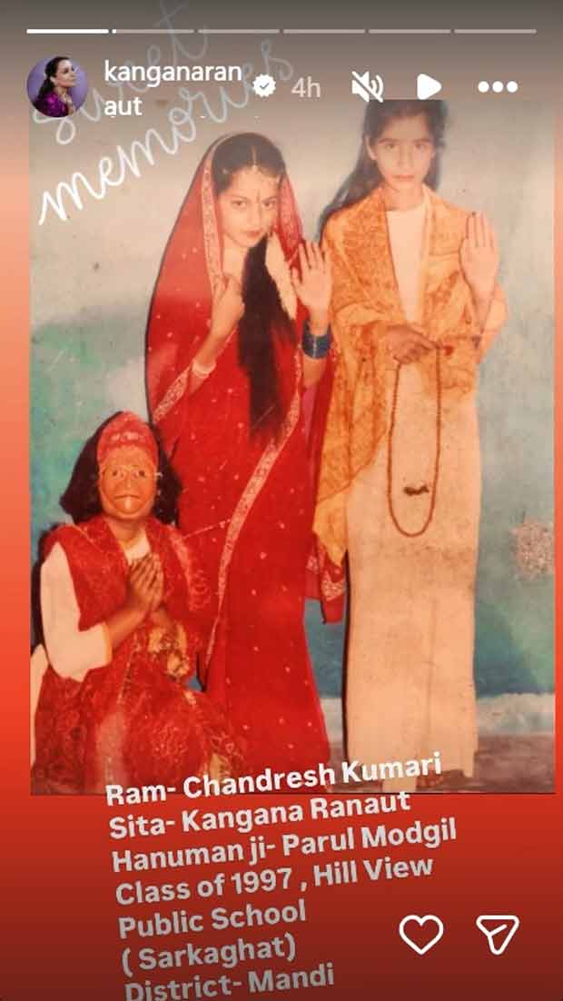 Kangana Ranaut shares childhood photo as Sita a day after Ramayana trailer launch; says, “My aashirvaad to all the liberals”