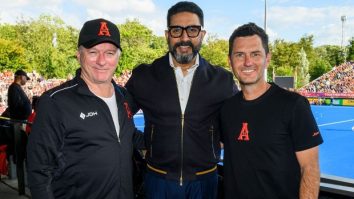 Abhishek Bachchan attends India-Netherlands Hockey World Cup clash ahead of ETPL 2026; Rahul Dravid, Steve Waugh, Jamie Dwyer also join