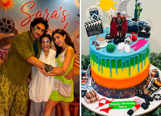 Sara Ali Khan'ın annesi Amrita Singh ve kardeşi Ibrahim Ali Khan ile doğum günü kutlaması