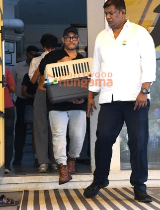 Photos: Aamir Khan, Kiran Rao with son Azad spotted outside a pet clinic in Santacruz