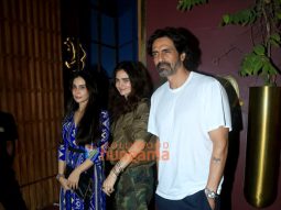 Photos: Arjun Rampal, Gabriella Demetriades and Kim Sharma snapped outside a restaurant in Bandra