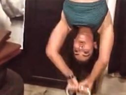 Pooja Hegde displaying upside down fitness goals
