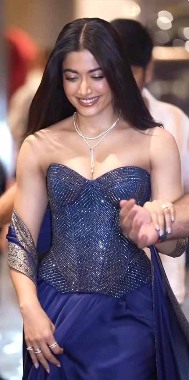 Rashmika Mandanna pairs a Swarovski crystal corset with a traditional-inspired drape for Diwali celebrations
