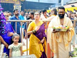Rishab Shetty visits Kollur with wife Pragathi Shetty and kids on the auspicious occasion of Dasara