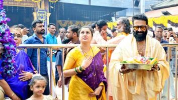 Rishab Shetty visits Kollur with wife Pragathi Shetty and kids on the auspicious occasion of Dasara