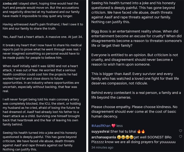 Bigg Boss 20: Aasif Khan’s wife Zeba REVEALS he suffered a “massive heart attack at 34”; says family received death and rape threats
